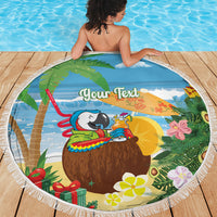 Chilling Parrot Hawaii Summer Christmas Personalized Beach Blanket It's 5 O'Clock Somewhere Beachy Vibes LT14 - Polynesian Pride