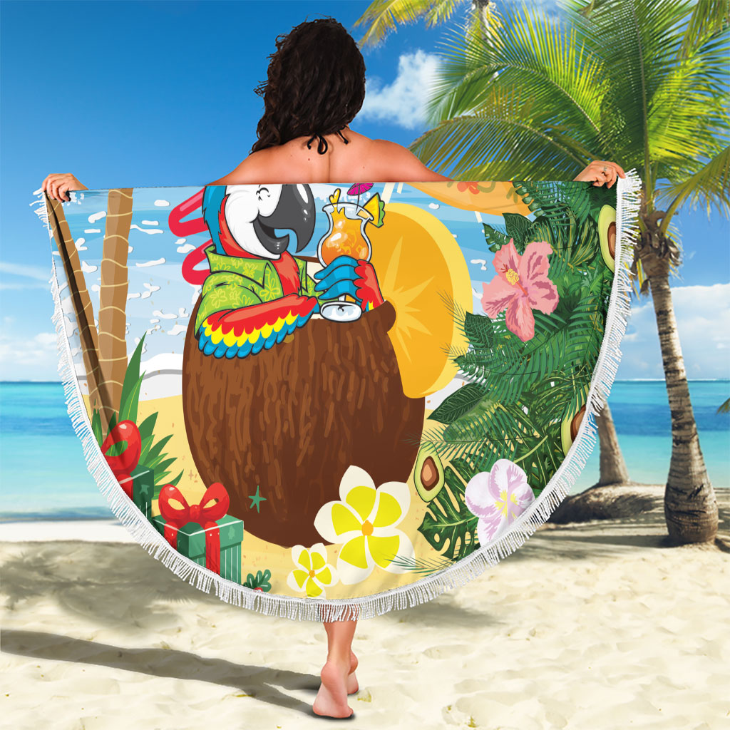 Chilling Parrot Hawaii Summer Christmas Personalized Beach Blanket It's 5 O'Clock Somewhere Beachy Vibes LT14 - Polynesian Pride