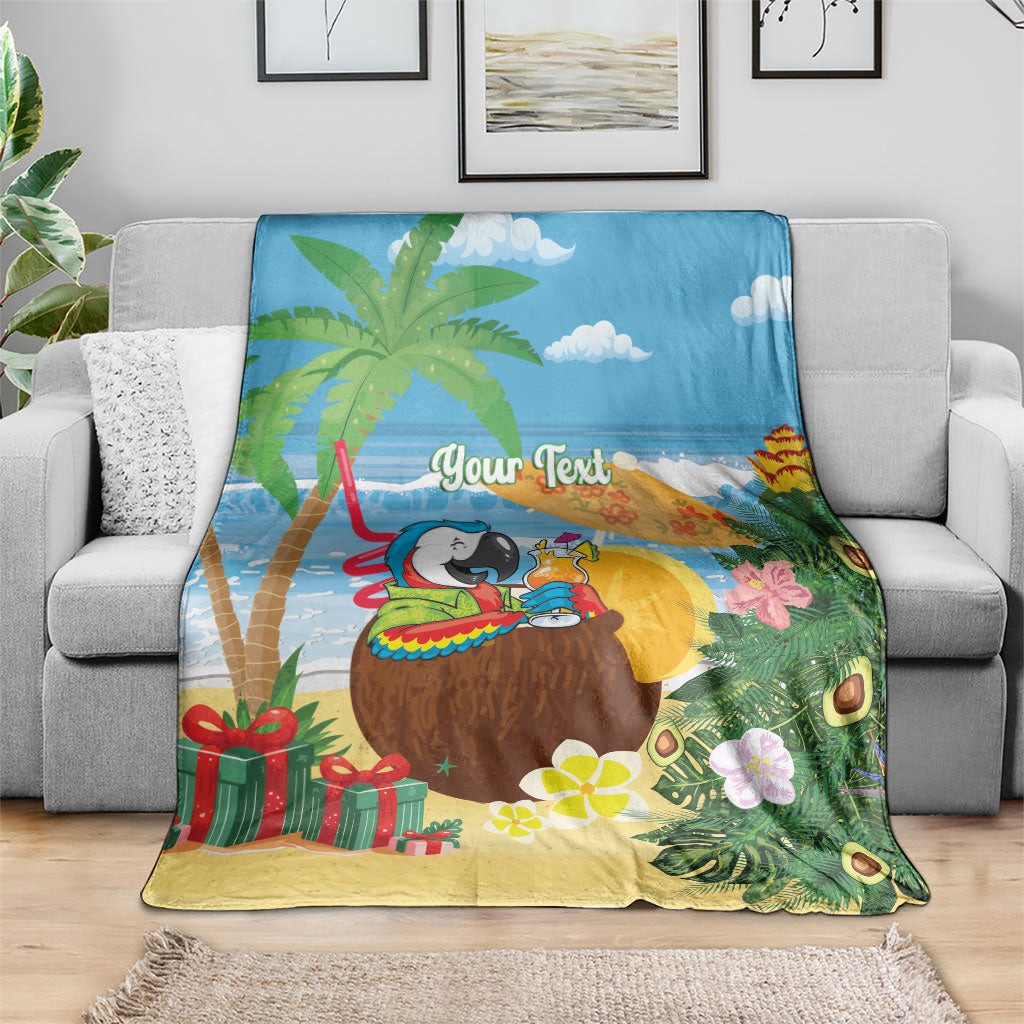 Chilling Parrot Hawaii Summer Christmas Personalized Blanket It's 5 O'Clock Somewhere Beachy Vibes