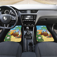 Chilling Parrot Hawaii Summer Christmas Personalized Car Mats It's 5 O'Clock Somewhere Beachy Vibes