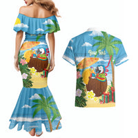 Chilling Parrot Hawaii Summer Christmas Personalized Couples Matching Mermaid Dress and Hawaiian Shirt It's 5 O'Clock Somewhere Beachy Vibes LT14 - Polynesian Pride