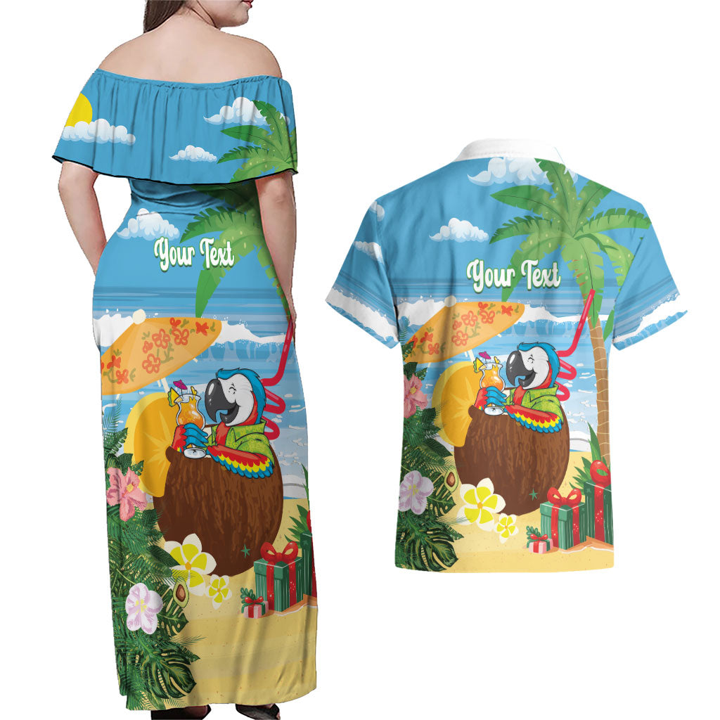 Chilling Parrot Hawaii Summer Christmas Personalized Couples Matching Off Shoulder Maxi Dress and Hawaiian Shirt It's 5 O'Clock Somewhere Beachy Vibes LT14 - Polynesian Pride