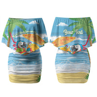 Chilling Parrot Hawaii Summer Christmas Personalized Couples Matching Off Shoulder Short Dress and Long Sleeve Button Shirt It's 5 O'Clock Somewhere Beachy Vibes LT14 - Polynesian Pride