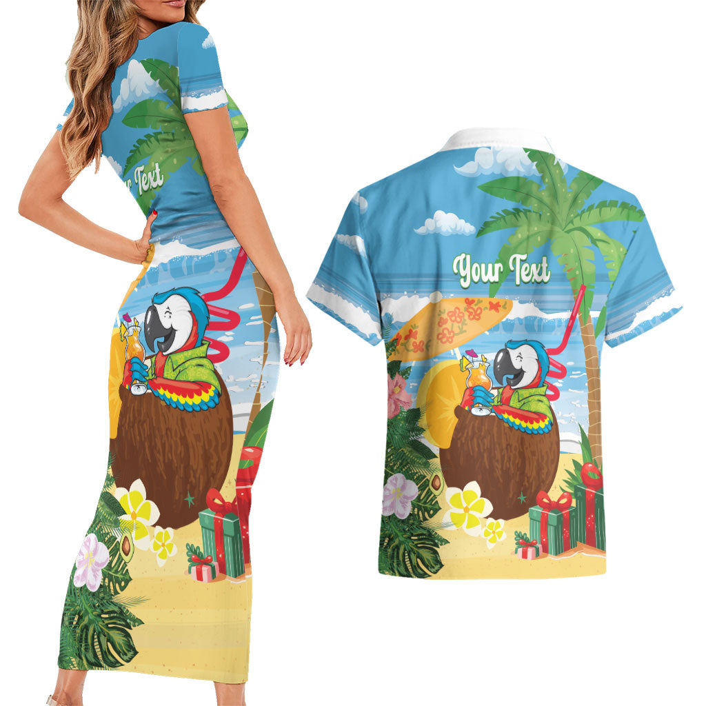 Chilling Parrot Hawaii Summer Christmas Personalized Couples Matching Short Sleeve Bodycon Dress and Hawaiian Shirt It's 5 O'Clock Somewhere Beachy Vibes LT14 - Polynesian Pride
