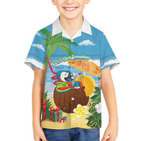 Chilling Parrot Hawaii Summer Christmas Personalized Family Matching Off The Shoulder Long Sleeve Dress and Hawaiian Shirt It's 5 O'Clock Somewhere Beachy Vibes LT14 Son's Shirt Blue - Polynesian Pride