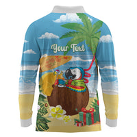 Chilling Parrot Hawaii Summer Christmas Personalized Long Sleeve Polo Shirt It's 5 O'Clock Somewhere Beachy Vibes