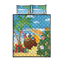 Chilling Parrot Hawaii Summer Christmas Personalized Quilt Bed Set It's 5 O'Clock Somewhere Beachy Vibes