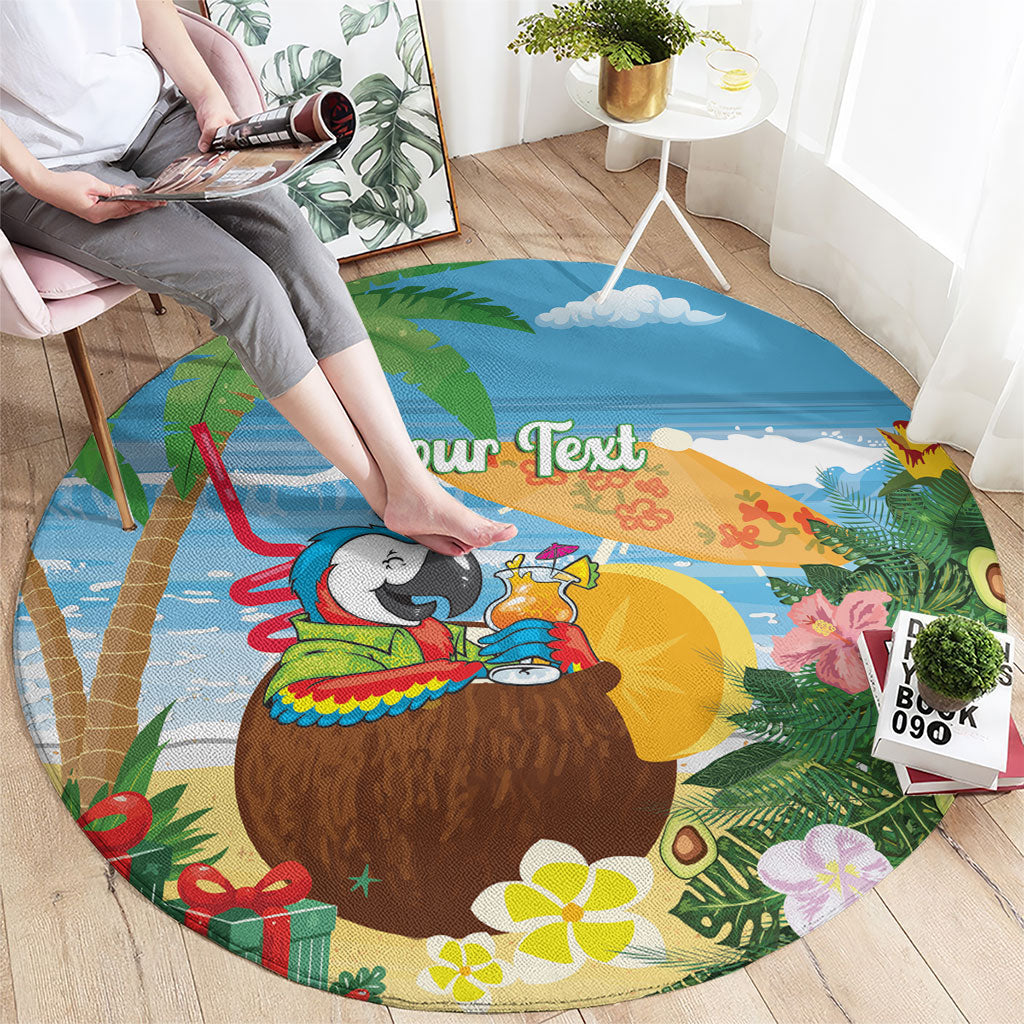 Chilling Parrot Hawaii Summer Christmas Personalized Round Carpet It's 5 O'Clock Somewhere Beachy Vibes LT14 - Polynesian Pride