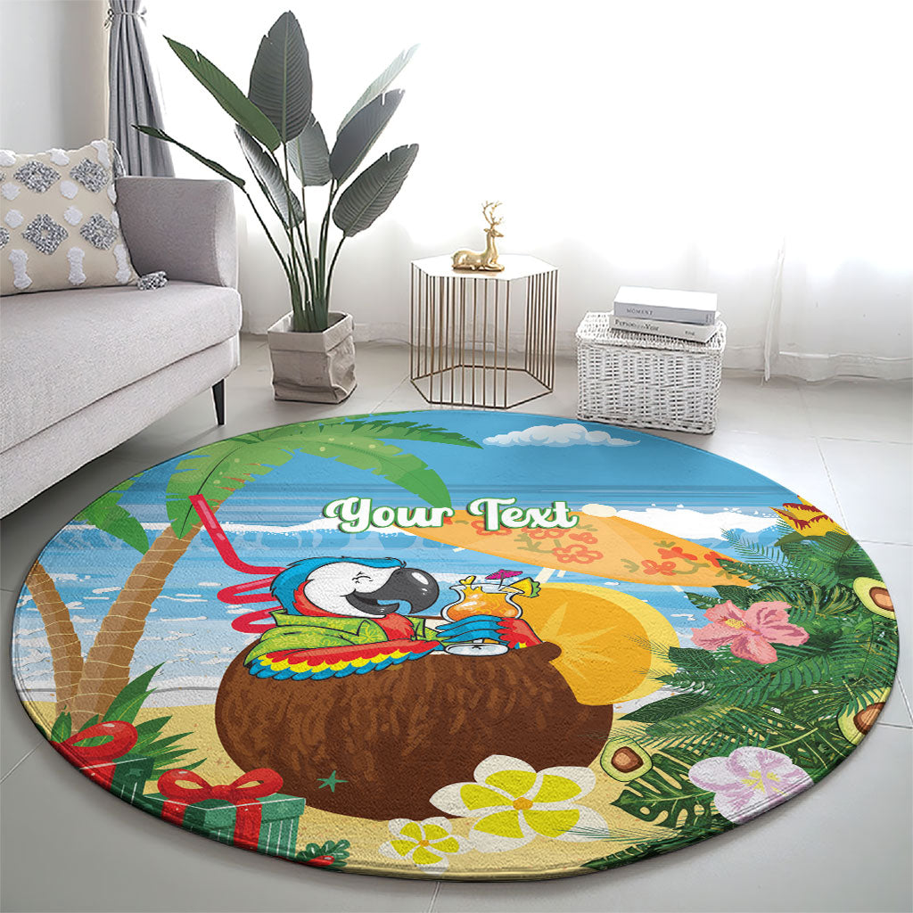 Chilling Parrot Hawaii Summer Christmas Personalized Round Carpet It's 5 O'Clock Somewhere Beachy Vibes LT14 - Polynesian Pride