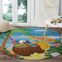 Chilling Parrot Hawaii Summer Christmas Personalized Round Carpet It's 5 O'Clock Somewhere Beachy Vibes LT14 - Polynesian Pride