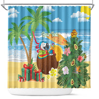 Chilling Parrot Hawaii Summer Christmas Personalized Shower Curtain It's 5 O'Clock Somewhere Beachy Vibes