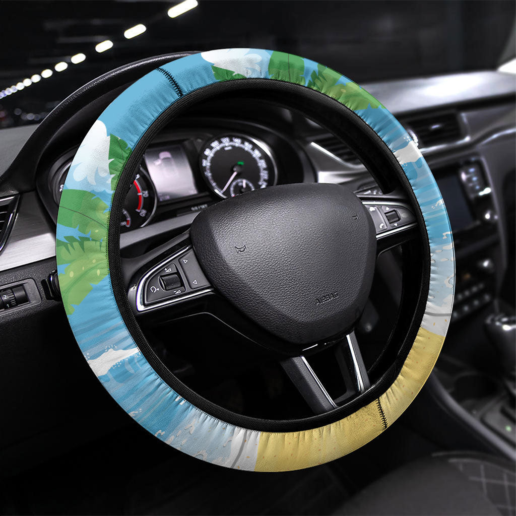 Chilling Parrot Hawaii Summer Christmas Steering Wheel Cover It's 5 O'Clock Somewhere Beachy Vibes LT14 Universal Fit Blue - Polynesian Pride