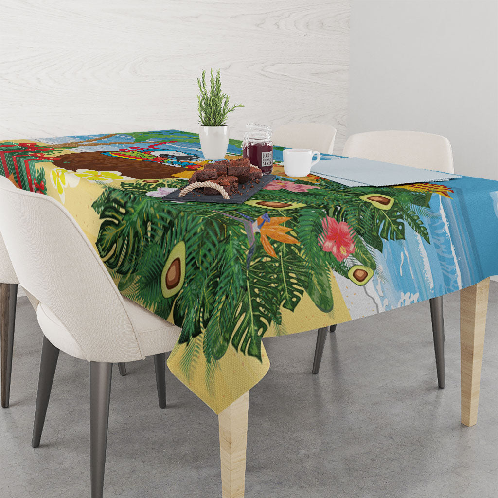 Chilling Parrot Hawaii Summer Christmas Personalized Tablecloth It's 5 O'Clock Somewhere Beachy Vibes LT14 - Polynesian Pride