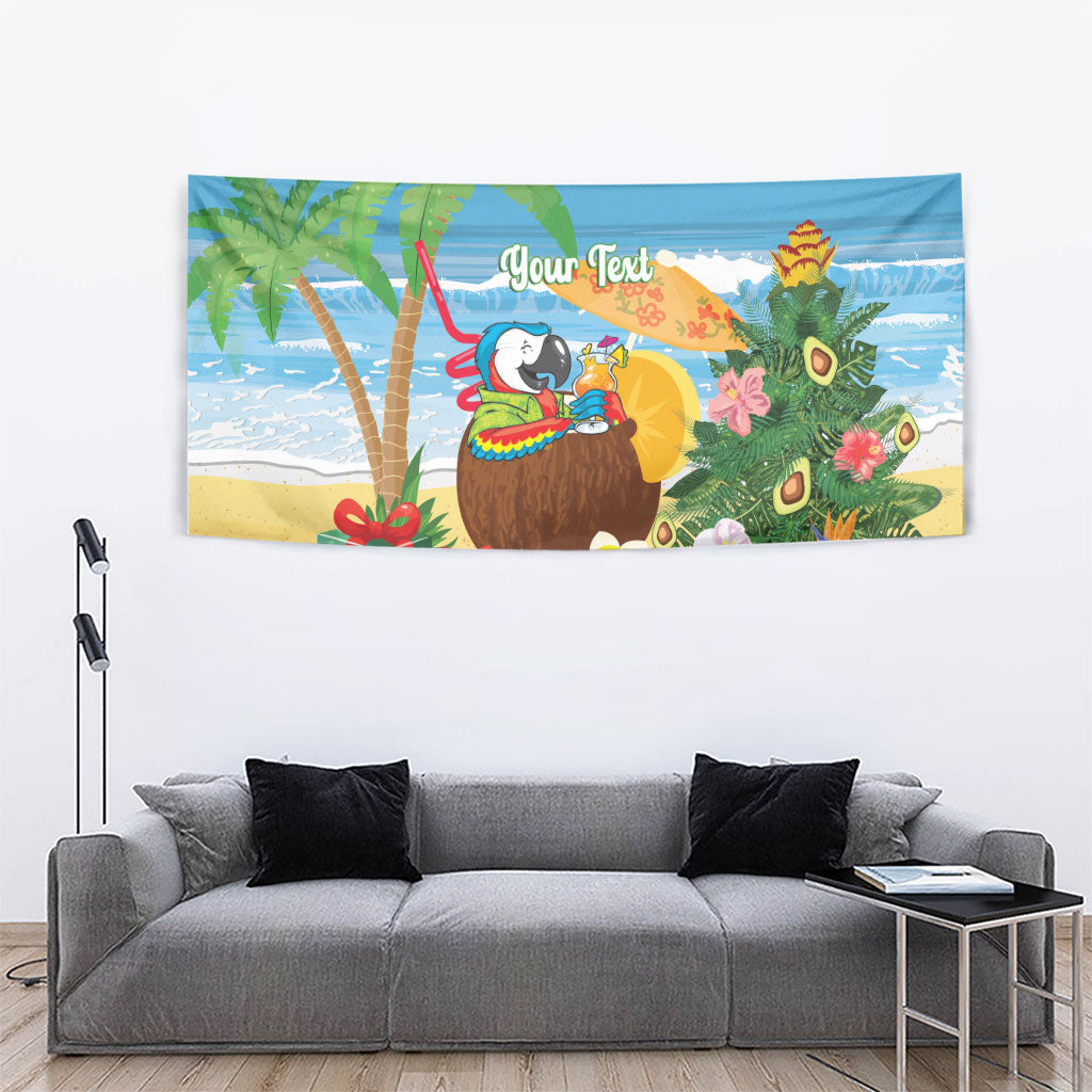 Chilling Parrot Hawaii Summer Christmas Personalized Tapestry It's 5 O'Clock Somewhere Beachy Vibes