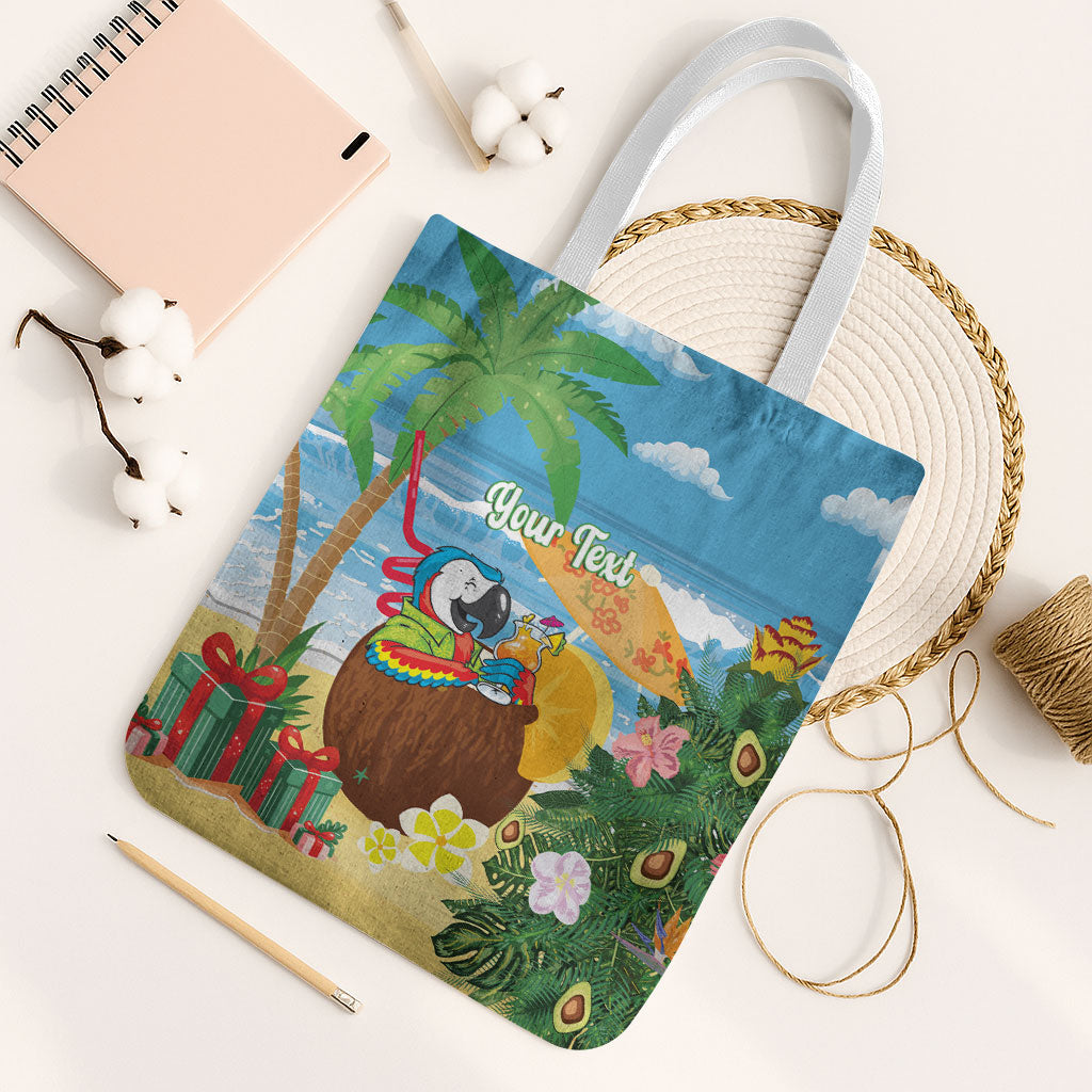 Chilling Parrot Hawaii Summer Christmas Personalized Tote Bag It's 5 O'Clock Somewhere Beachy Vibes