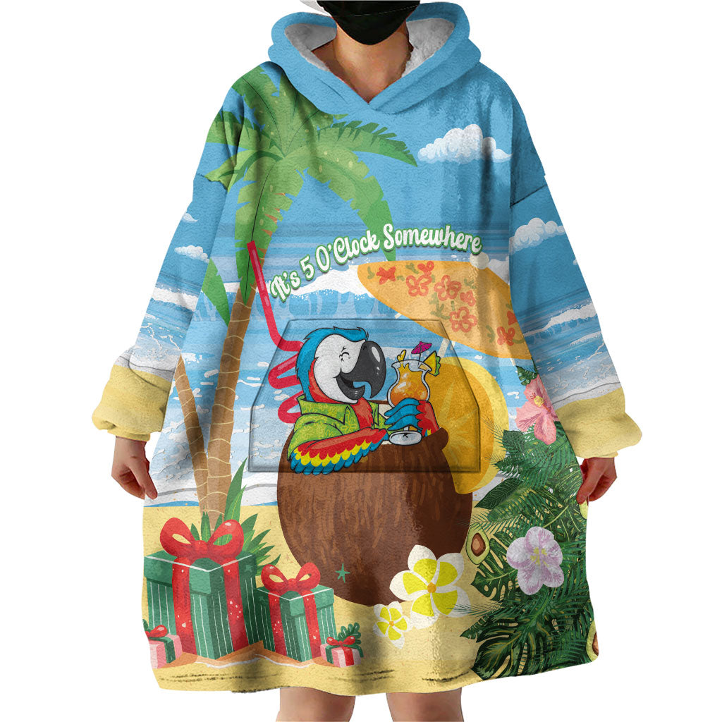 Chilling Parrot Hawaii Summer Christmas Personalized Wearable Blanket Hoodie It's 5 O'Clock Somewhere Beachy Vibes LT14 - Polynesian Pride