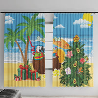 Chilling Parrot Hawaii Summer Christmas Personalized Window Curtain It's 5 O'Clock Somewhere Beachy Vibes LT14 With Hooks Blue - Polynesian Pride