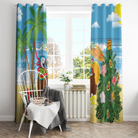 Chilling Parrot Hawaii Summer Christmas Personalized Window Curtain It's 5 O'Clock Somewhere Beachy Vibes LT14 - Polynesian Pride