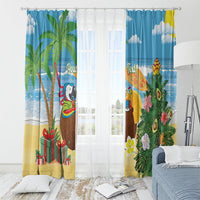 Chilling Parrot Hawaii Summer Christmas Personalized Window Curtain It's 5 O'Clock Somewhere Beachy Vibes LT14 - Polynesian Pride