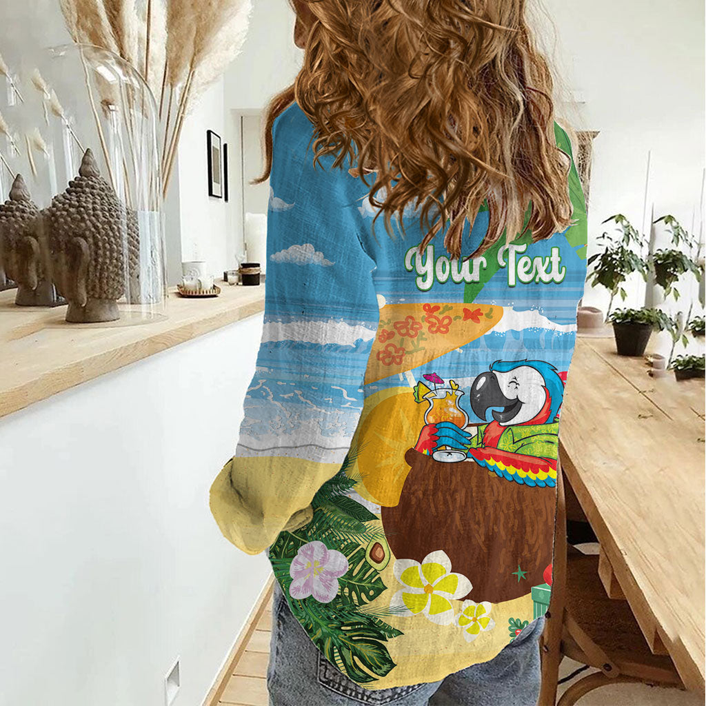 Chilling Parrot Hawaii Summer Christmas Personalized Women Casual Shirt It's 5 O'Clock Somewhere Beachy Vibes
