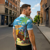 Chilling Parrot Hawaii Summer Christmas Personalized Zipper Polo Shirt It's 5 O'Clock Somewhere Beachy Vibes