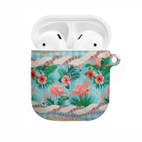 Flamingo Hawaii Summer AirPods Case Hawaiian Lei Pakala Motifs Tropical Style LT14 Cyan - Polynesian Pride
