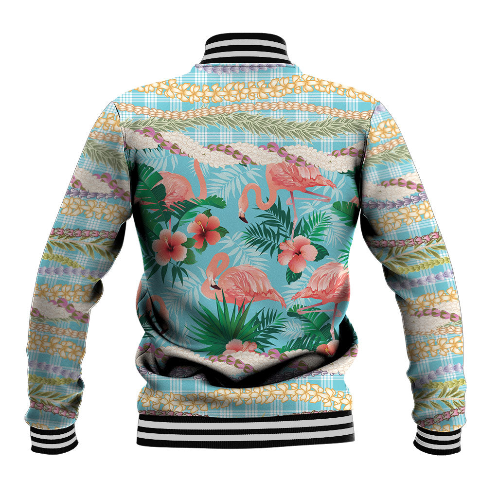Flamingo Hawaii Summer Baseball Jacket Hawaiian Lei Pakala Motifs Tropical Style