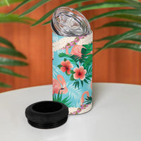 Flamingo Hawaii Summer 4 in 1 Can Cooler Tumbler Hawaiian Lei Pakala Motifs Tropical Style LT14 - Polynesian Pride