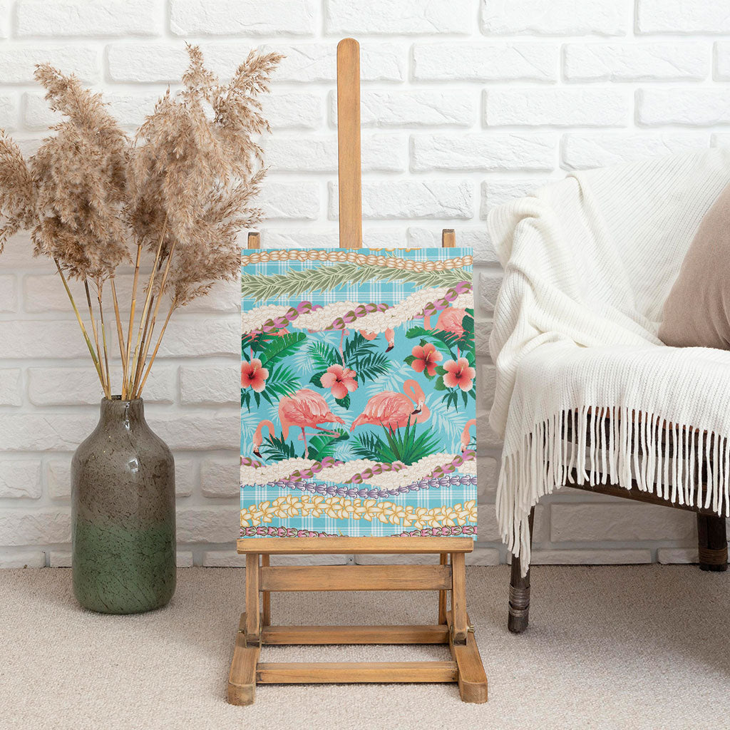 Flamingo Hawaii Summer Canvas Wall Art Hawaiian Lei Pakala Motifs Tropical Style