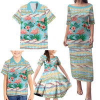 Flamingo Hawaii Summer Family Matching Puletasi and Hawaiian Shirt Hawaiian Lei Pakala Motifs Tropical Style LT14 - Polynesian Pride