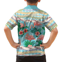 Flamingo Hawaii Summer Family Matching Tank Maxi Dress and Hawaiian Shirt Hawaiian Lei Pakala Motifs Tropical Style LT14 - Polynesian Pride