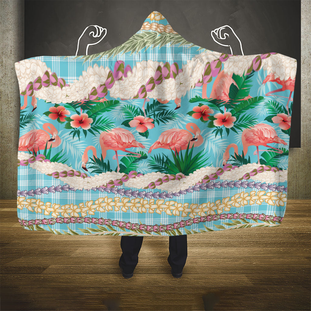 Flamingo Hawaii Summer Hooded Blanket Hawaiian Lei Pakala Motifs Tropical Style