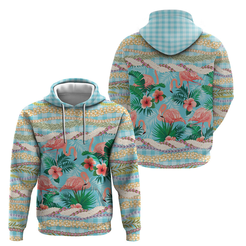 Flamingo Hawaii Summer Hoodie Hawaiian Lei Pakala Motifs Tropical Style