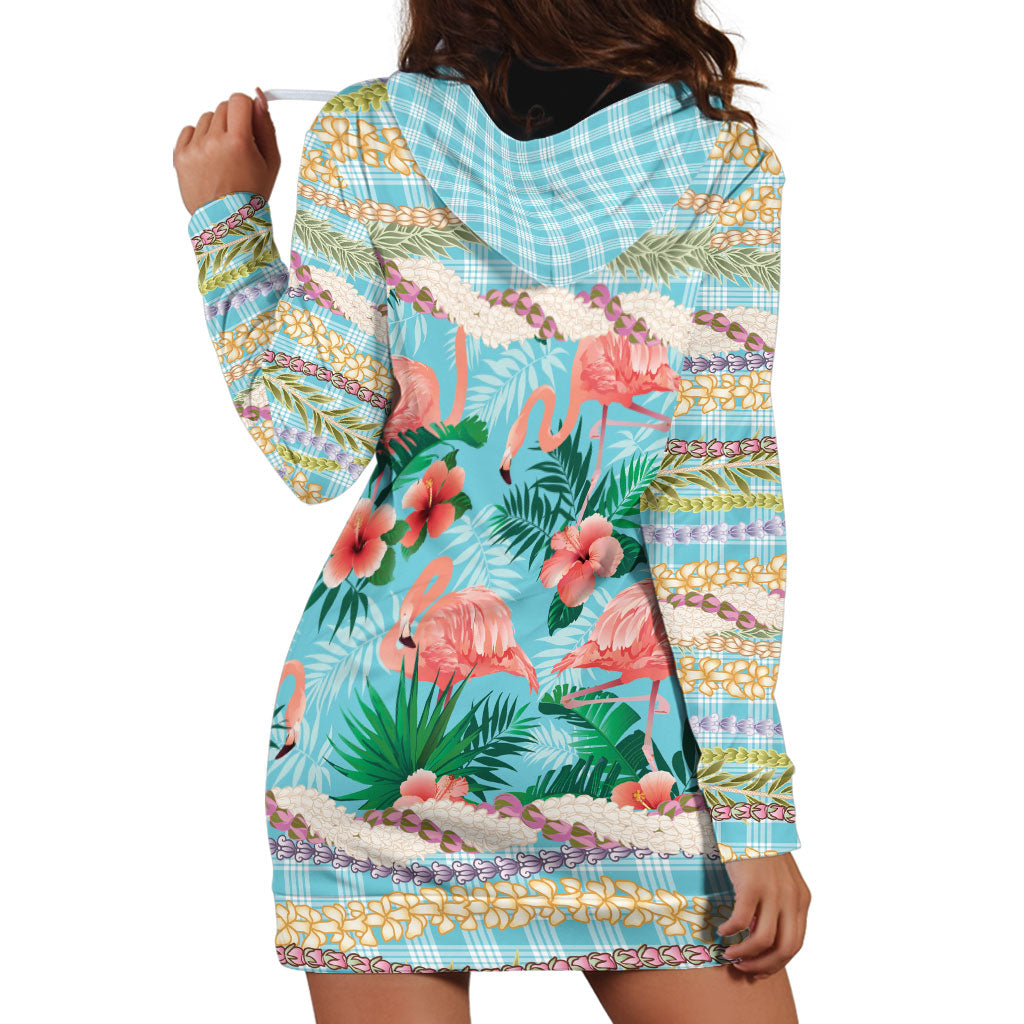 Flamingo Hawaii Summer Hoodie Dress Hawaiian Lei Pakala Motifs Tropical Style LT14 - Polynesian Pride