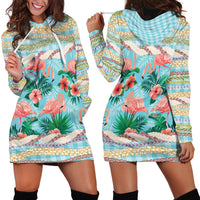 Flamingo Hawaii Summer Hoodie Dress Hawaiian Lei Pakala Motifs Tropical Style LT14 - Polynesian Pride