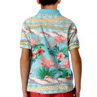 Flamingo Hawaii Summer Kid Polo Shirt Hawaiian Lei Pakala Motifs Tropical Style