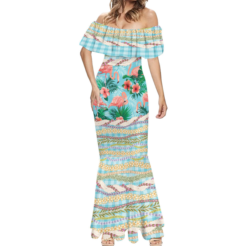 Flamingo Hawaii Summer Mermaid Dress Hawaiian Lei Pakala Motifs Tropical Style LT14 - Polynesian Pride