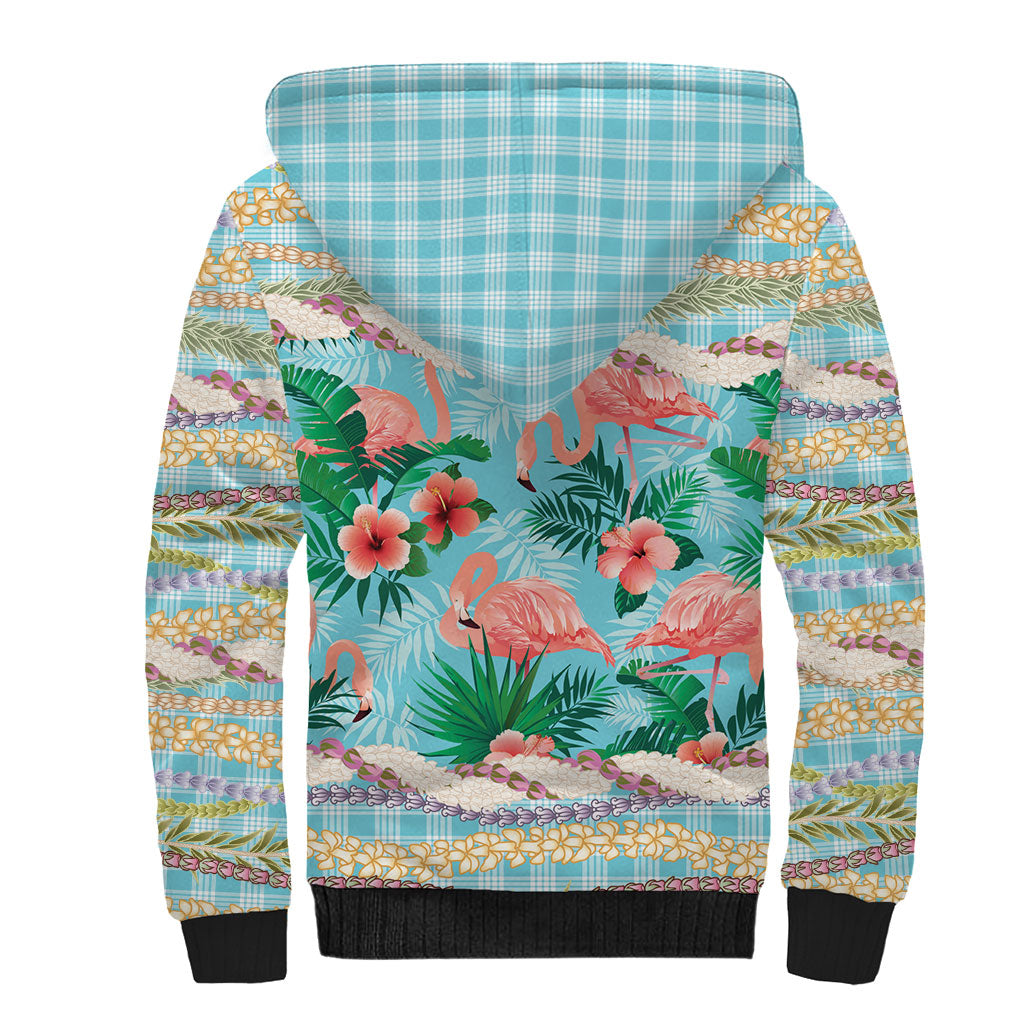 Flamingo Hawaii Summer Sherpa Hoodie Hawaiian Lei Pakala Motifs Tropical Style LT14 - Polynesian Pride