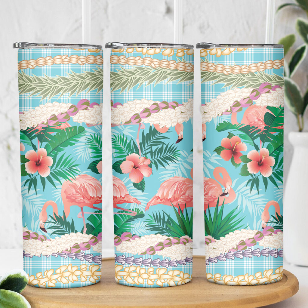 Flamingo Hawaii Summer Skinny Tumbler Hawaiian Lei Pakala Motifs Tropical Style LT14 - Polynesian Pride