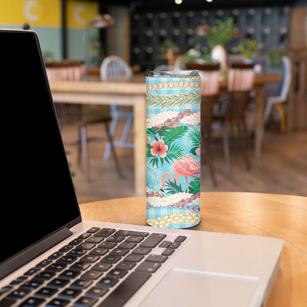 Flamingo Hawaii Summer Skinny Tumbler Hawaiian Lei Pakala Motifs Tropical Style LT14 - Polynesian Pride