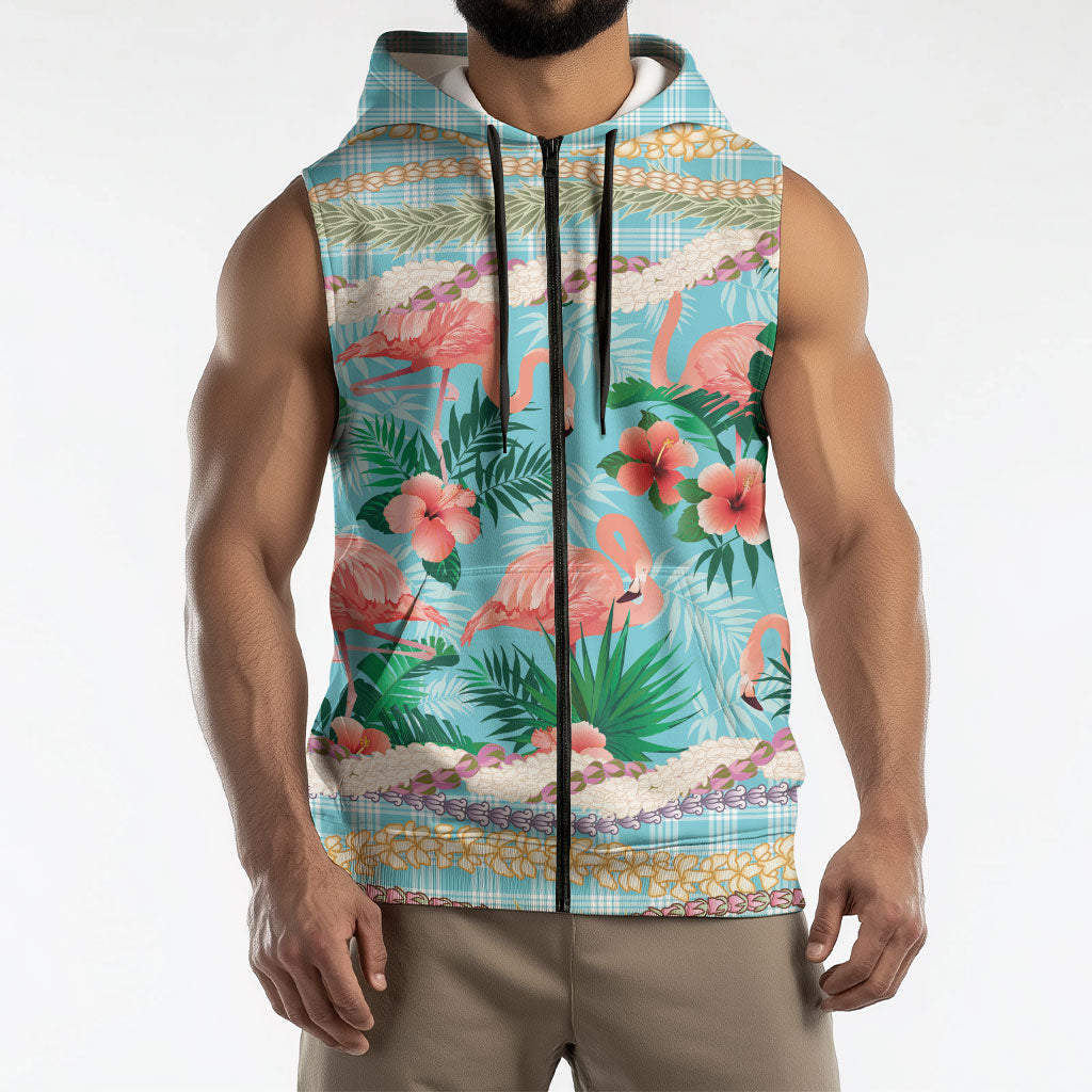 Flamingo Hawaii Summer Sleeveless Zip Hoodie Hawaiian Lei Pakala Motifs Tropical Style LT14 - Polynesian Pride