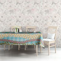 Flamingo Hawaii Summer Tablecloth Hawaiian Lei Pakala Motifs Tropical Style