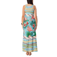 Flamingo Hawaii Summer Tank Maxi Dress Hawaiian Lei Pakala Motifs Tropical Style