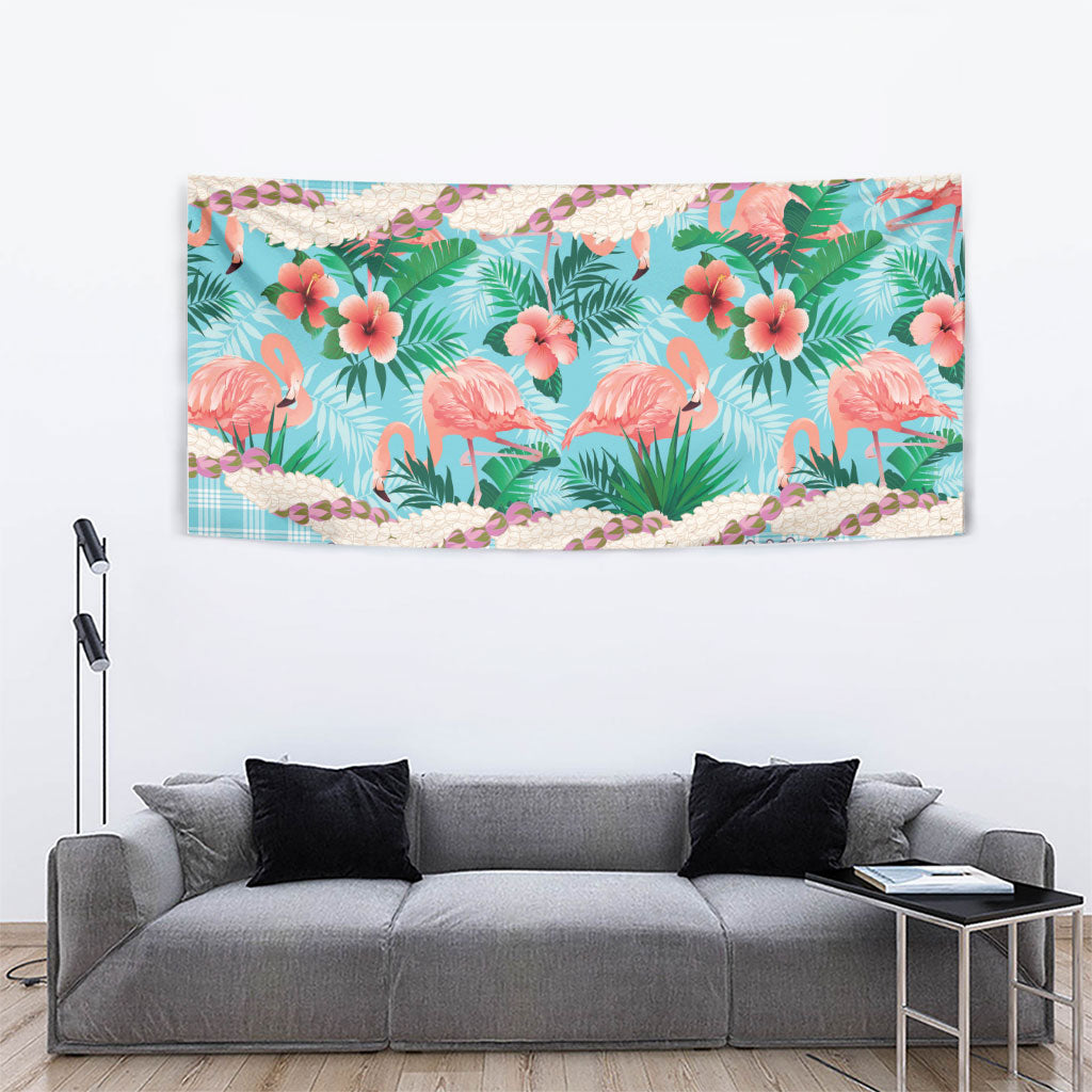 Flamingo Hawaii Summer Tapestry Hawaiian Lei Pakala Motifs Tropical Style