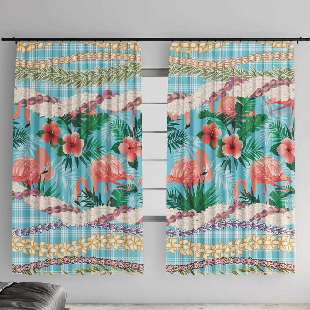 Flamingo Hawaii Summer Window Curtain Hawaiian Lei Pakala Motifs Tropical Style