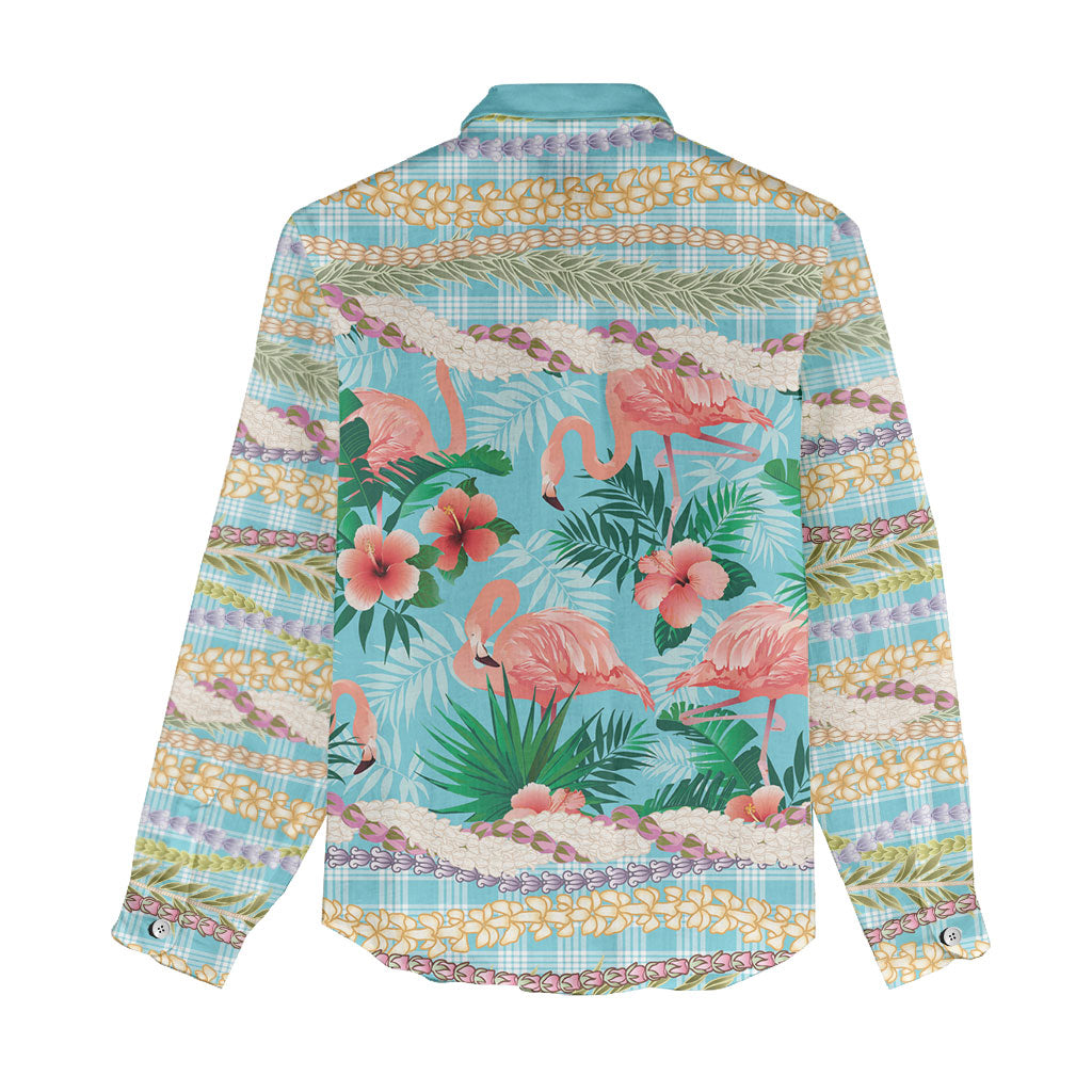 Flamingo Hawaii Summer Women Casual Shirt Hawaiian Lei Pakala Motifs Tropical Style LT14 - Polynesian Pride