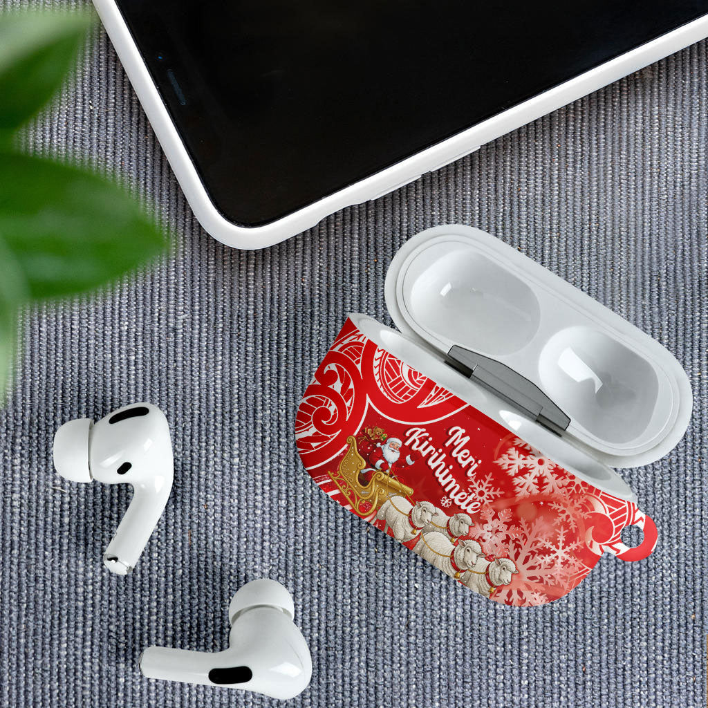 New Zealand Christmas In July AirPods Case Funny Santa Sheep Meri Kirihimete Red LT14 - Polynesian Pride