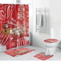 New Zealand Christmas In July Bathroom Set Funny Santa Sheep Meri Kirihimete Red LT14 Bathroom Set (4 pcs) Red - Polynesian Pride