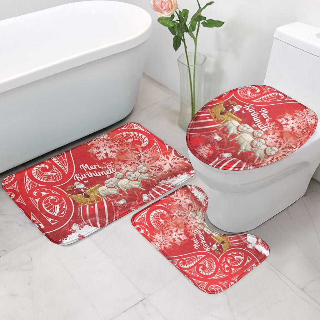 New Zealand Christmas In July Bathroom Set Funny Santa Sheep Meri Kirihimete Red LT14 - Polynesian Pride
