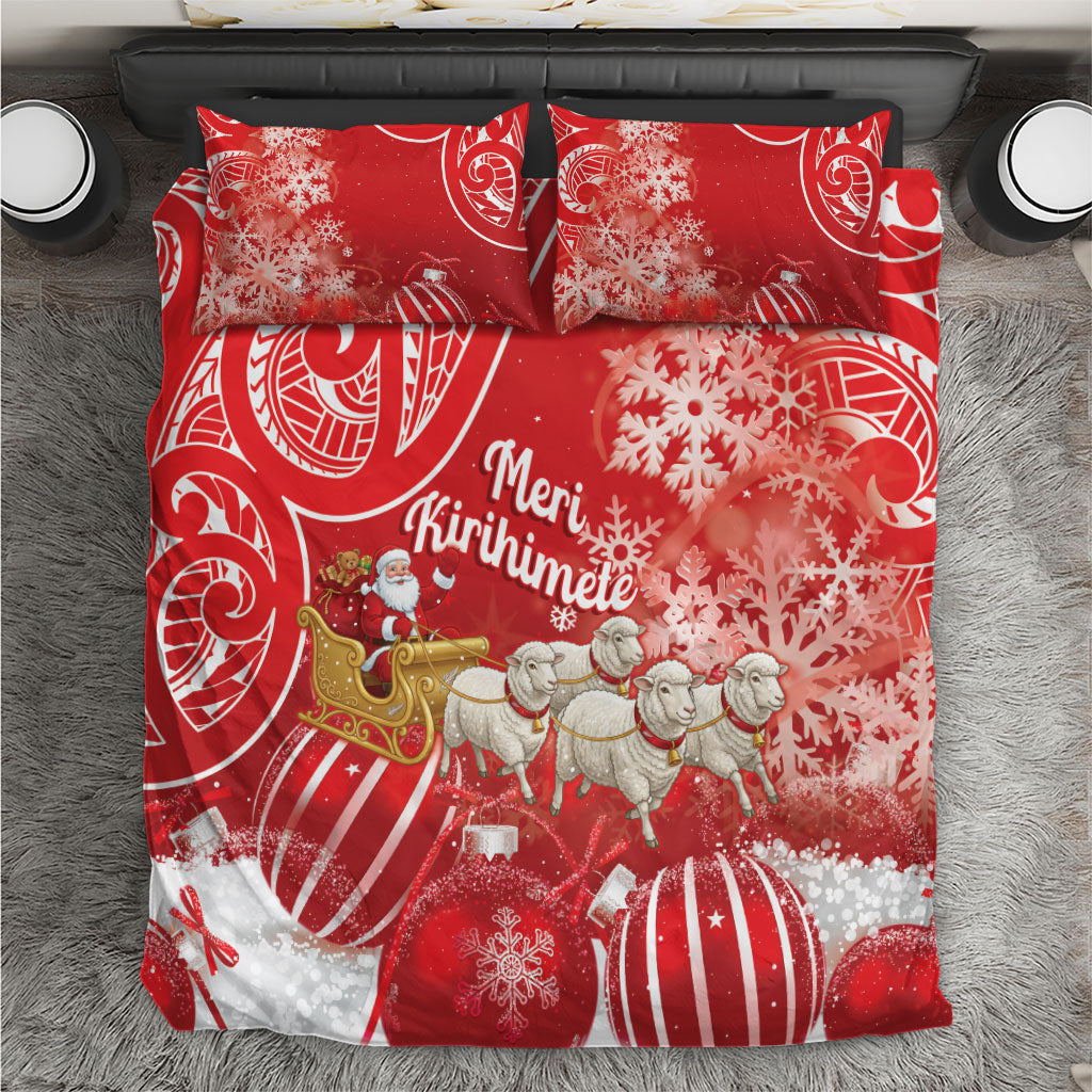 New Zealand Christmas In July Bedding Set Funny Santa Sheep Meri Kirihimete Red LT14 Red - Polynesian Pride